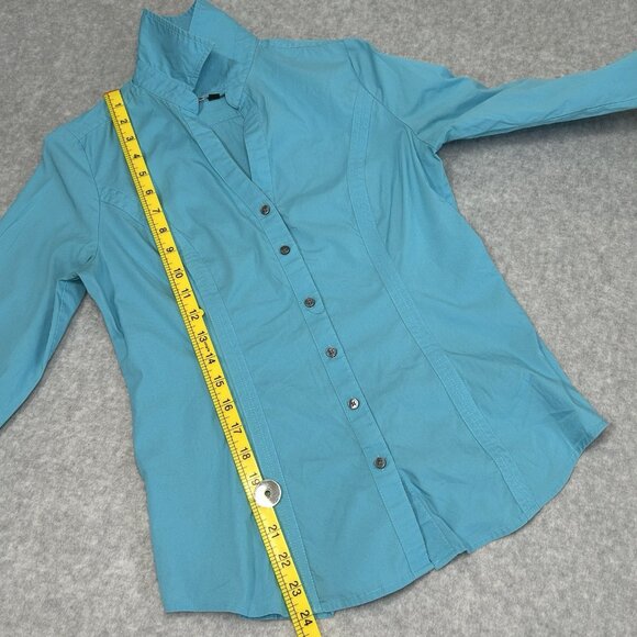 EXPRESS Essential Shirts XS Lot of 2 Turquoise Gray Button Down Long Sleeve - Picture 7 of 11